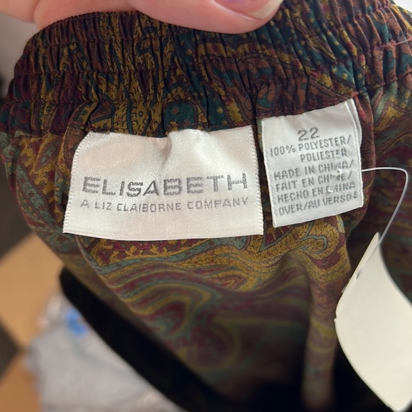 NWT Elisabeth 2 Piece Long Sleeve Button Up Blouse Skirt Brown Paisley Womens 22 - Picture 7 of 8
